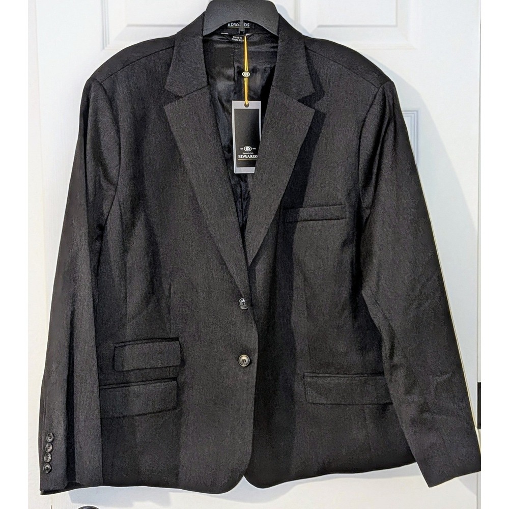 Edwards Mens Black Wool Blend‎ 2-Button Blazer Jacket 6530-900 Size 32R NEW